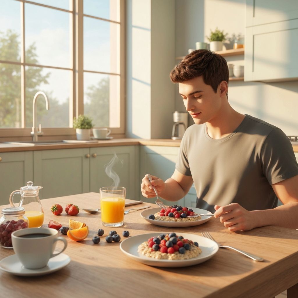 Morning routine with breakfast